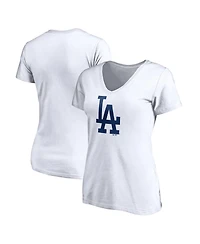 Logo Athletic Women's White Los Angeles Dodgers V-Neck T-Shirt