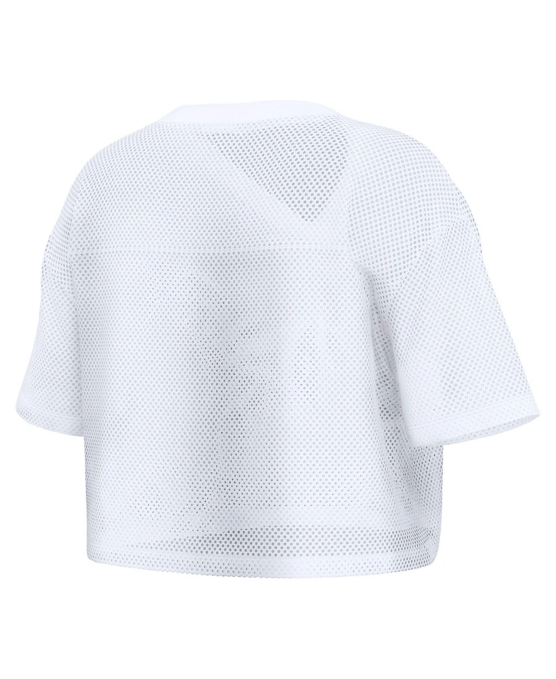Fanatics Women's White San Francisco 49ers Oversized Mesh Cropped V-Neck Jersey