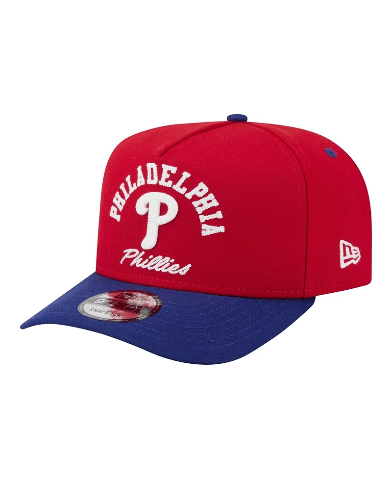 New Era Men's Red/Royal Philadelphia Phillies Arched A-Frame 9FIFTY Adjustable Hat
