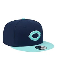 New Era Men's Navy/Turquoise Cincinnati Reds 2-Tone Color Pack 9FIFTY Snapback Hat