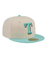 New Era Men's Light Beige/Turquoise Texas Rangers Two-Tone Color Pack 59FIFTY Fitted Hat