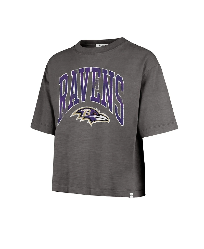 '47 Brand Women's Charcoal Baltimore Ravens Cropped Mindi Slub T-Shirt