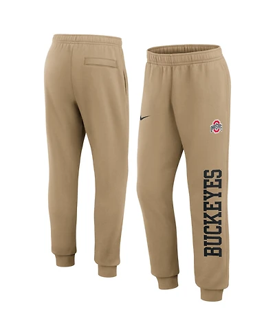 Nike Men's Beige Ohio State Buckeyes Primetime Club Fleece Joggers