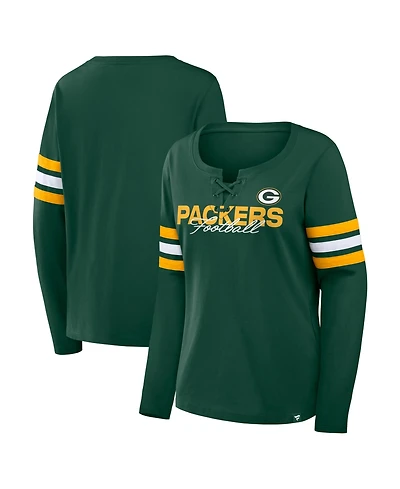 Fanatics Women's Green Bay Packers Team First Coverage Scheme Lace-Up Long Sleeve T-Shirt