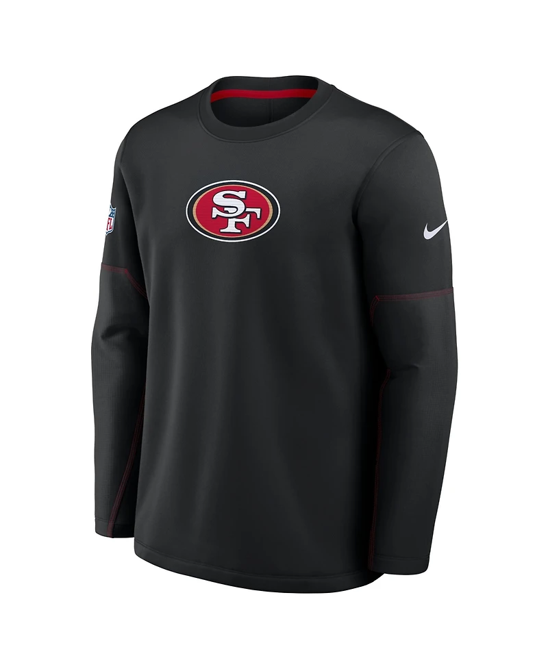 Nike Men's Black San Francisco 49ers Sideline Coaches Team Present Midweight Therma-fit Sweatshirt