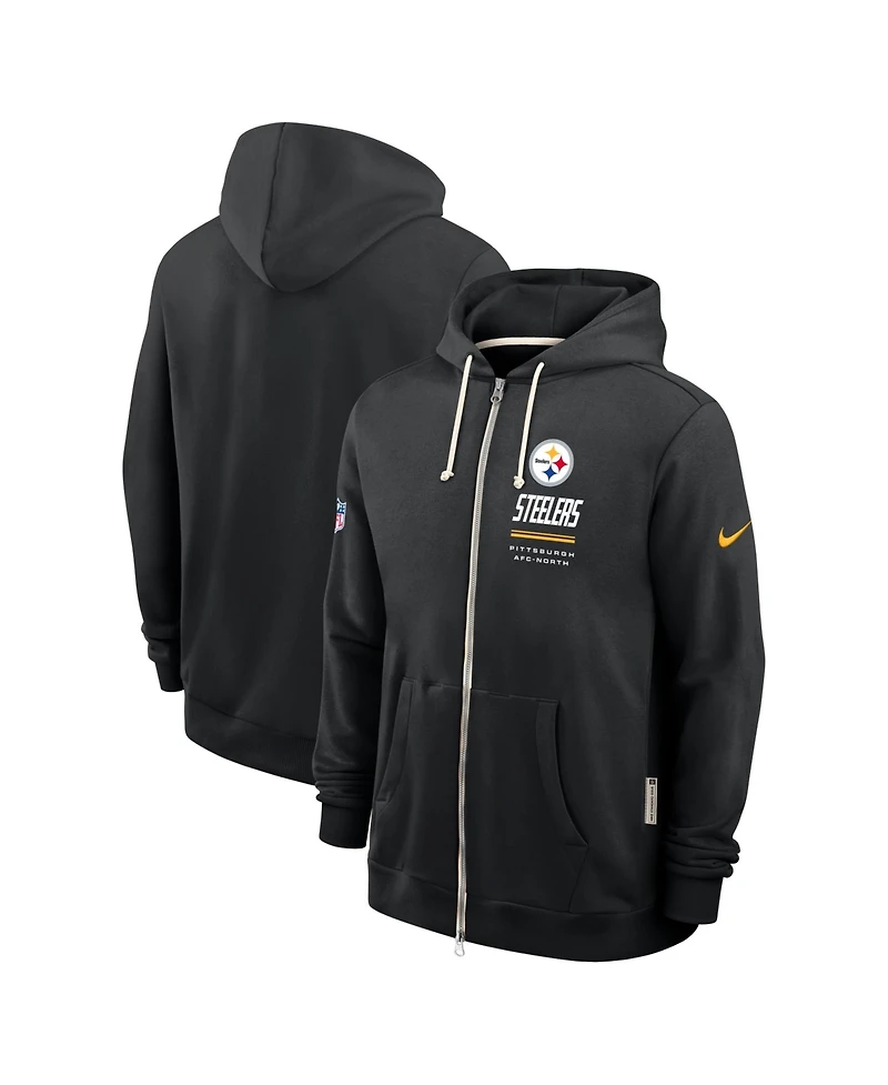 Nike Men's Black Pittsburgh Steelers Sideline Standard Issue Quarterback Scramble Dri-fit Full-Zip Hoodie