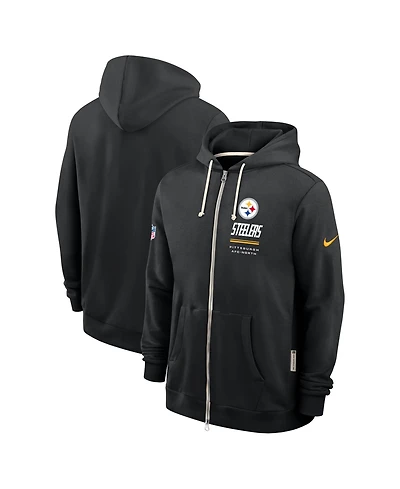 Nike Men's Black Pittsburgh Steelers Sideline Standard Issue Quarterback Scramble Dri-fit Full-Zip Hoodie