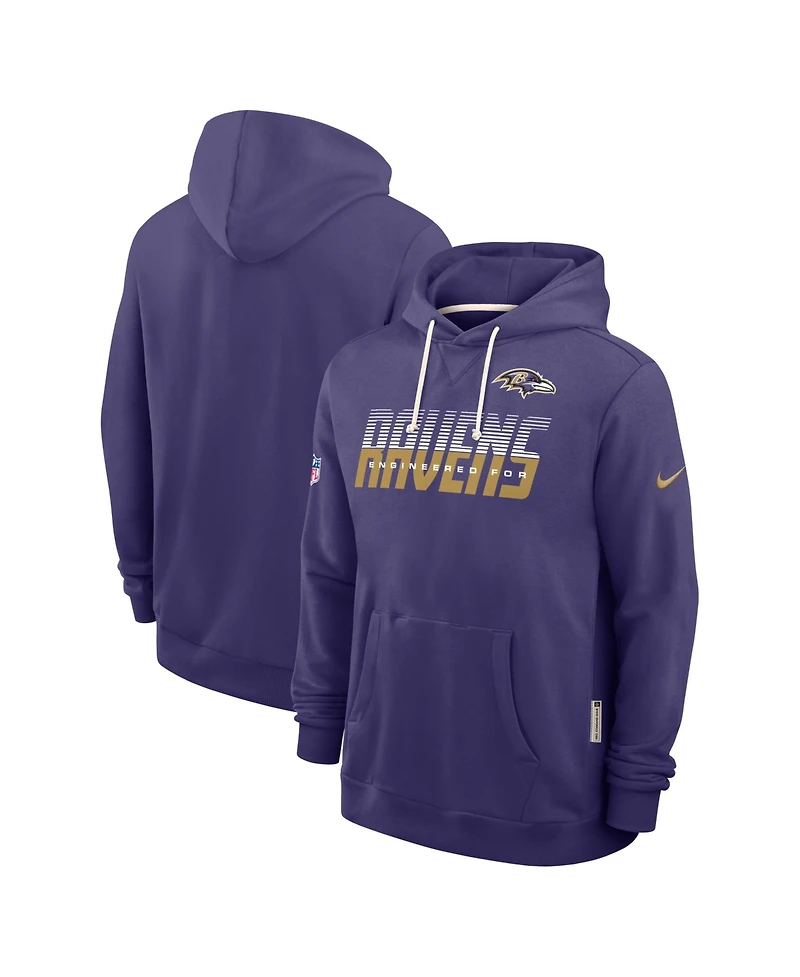 Nike Men's Purple Baltimore Ravens Sideline Standard Issue Top Prospect Dri-fit Hoodie