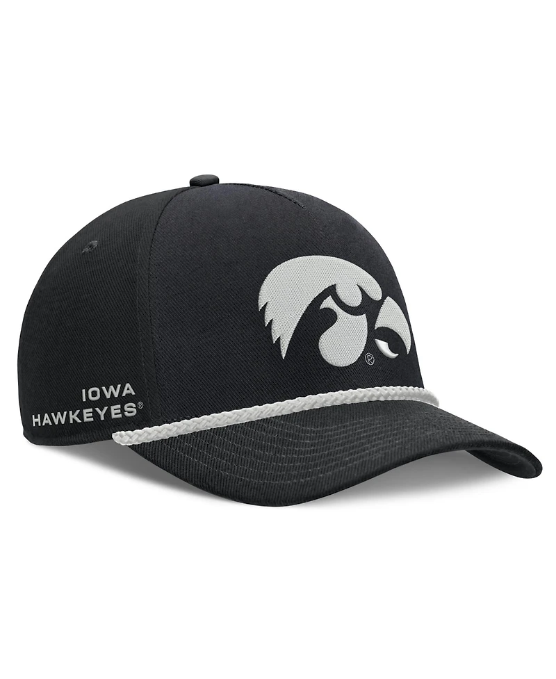 Nike Men's and Women's Black Iowa Hawkeyes Rope Rise Adjustable Hat