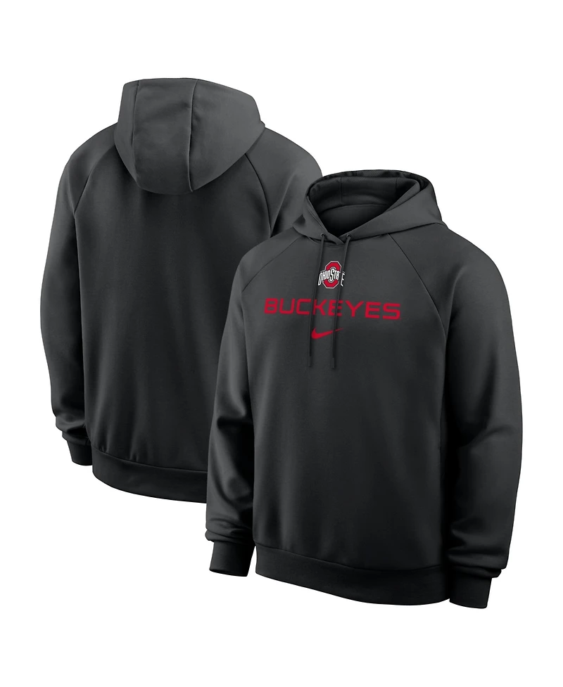 Nike Men's Black Ohio State Buckeyes Premium Performance Raglan Dri-fit Hoodie