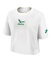 Nike Women's Yellow/Cream Philadelphia Eagles Striped Cropped T-Shirt
