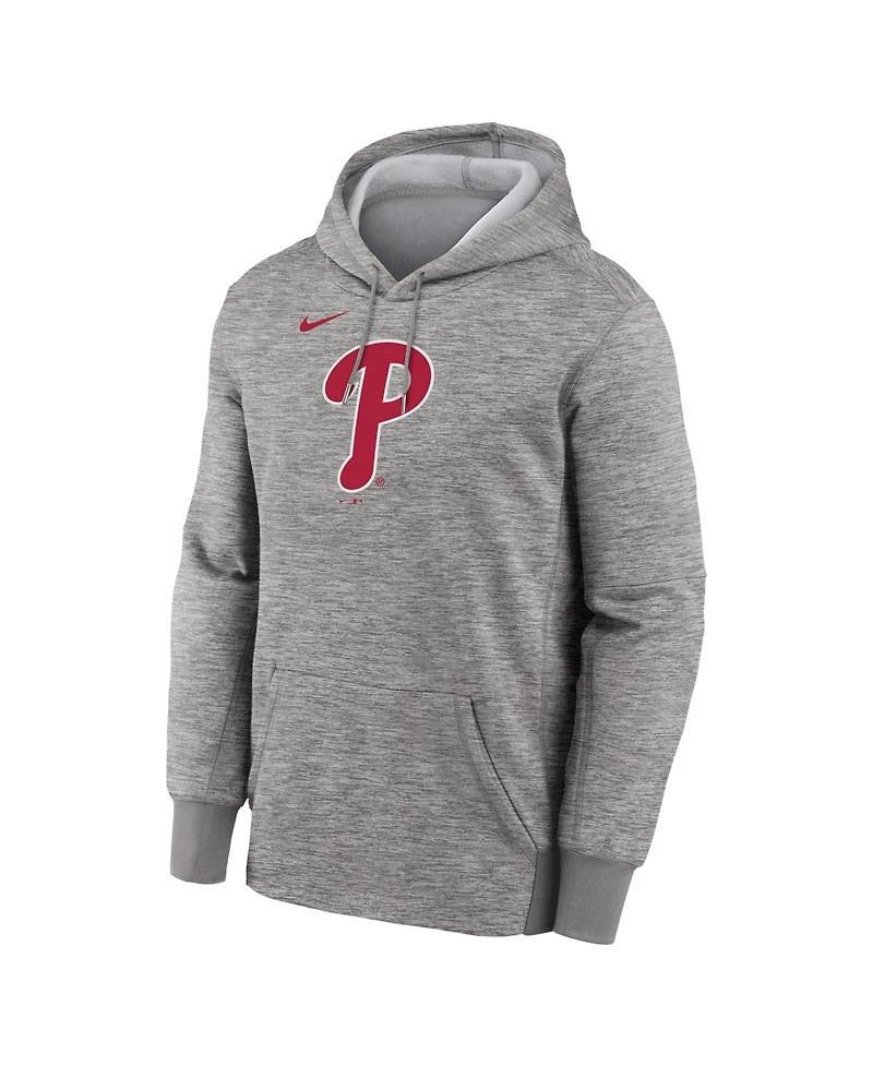 Nike Men's Heather Gray Philadelphia Phillies Primary Logo Therma Hoodie