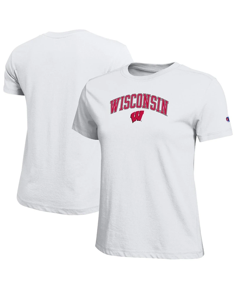 Champion Women's White Wisconsin Badgers Arched Over Logo T-Shirt