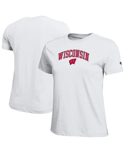 Champion Women's White Wisconsin Badgers Arched Over Logo T-Shirt