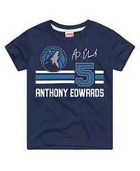 Homage Big Boys and Girls Anthony Edwards Navy Minnesota Timberwolves Remix Signature Name & Number Tri-Blend T-Shirt