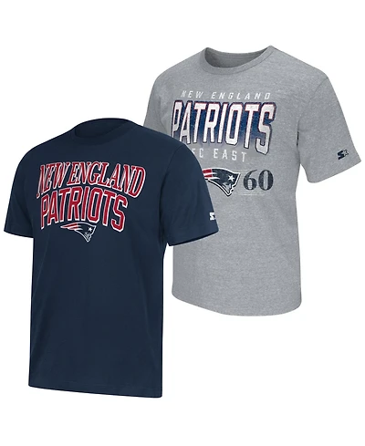 Starter Men's 2-Pack Navy/Gray New England Patriots Logo T-Shirt Set