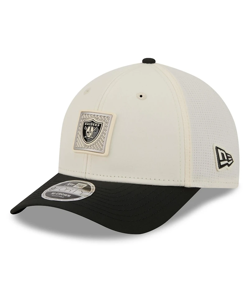 New Era Men's Cream/Black Las Vegas Raiders 2026 Nfl Training Camp 9FORTY Adjustable Hat
