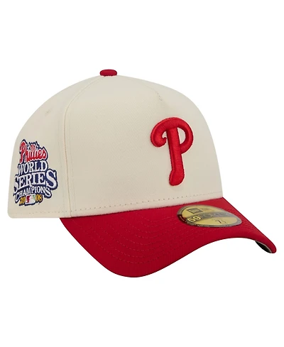 New Era Men's Cream Philadelphia Phillies Chrome A-Frame 59FORTY Fitted Hat