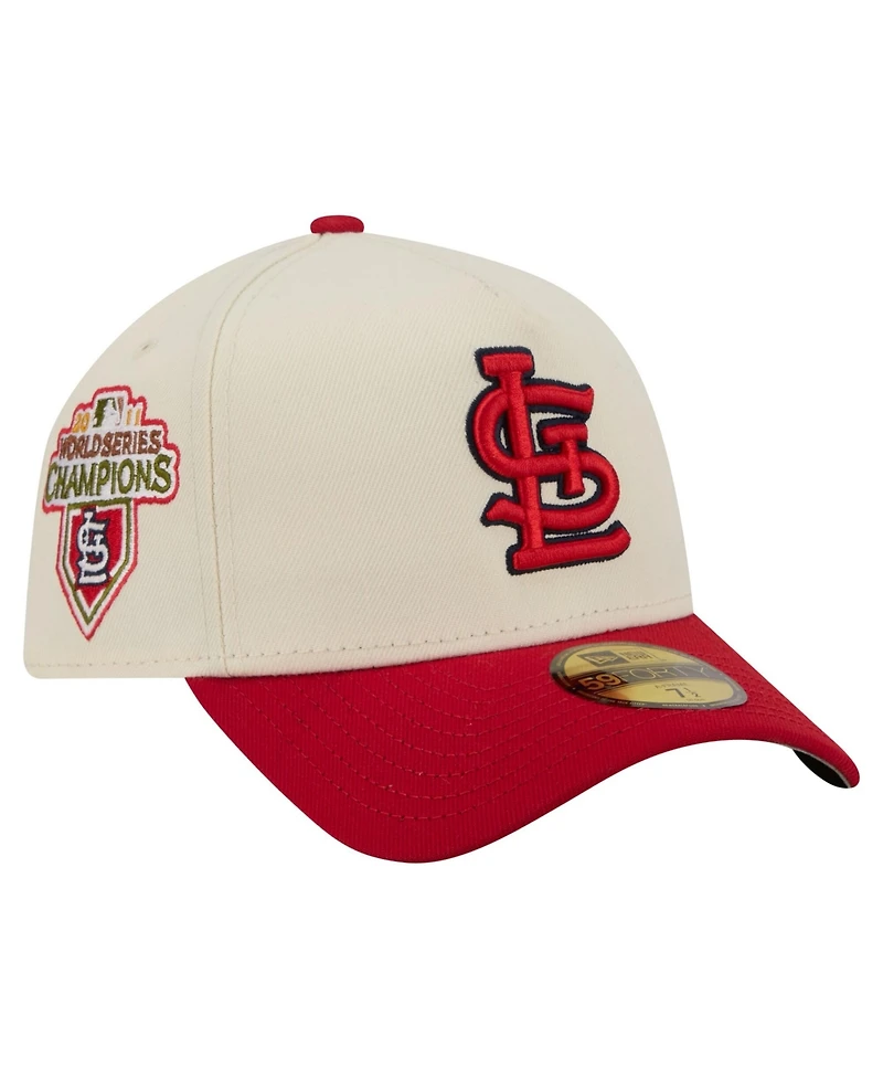 New Era Men's Cream St. Louis Cardinals Chrome A-Frame 59FORTY Fitted Hat