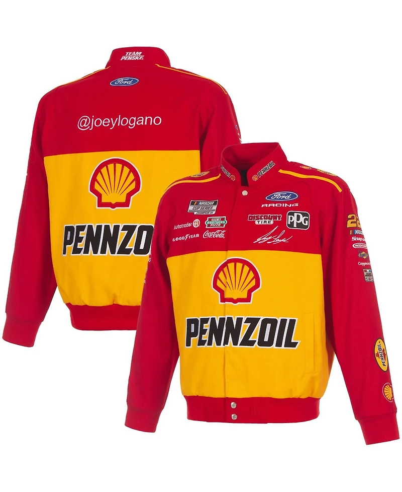 Jh Design Men's Red/Yellow Joey Logano 2026 Pennzoil Full-Snap Twill Racing Jacket