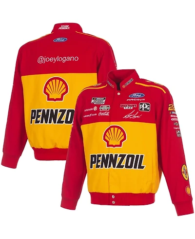 Jh Design Men's Red/Yellow Joey Logano 2026 Pennzoil Full-Snap Twill Racing Jacket