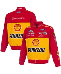 Jh Design Men's Red/Yellow Joey Logano 2026 Pennzoil Full-Snap Twill Racing Jacket