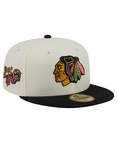 New Era Men's Cream Chicago Blackhawks 250th Anniversary of the United States Two-Tone 59FIFTY Fitted Hat
