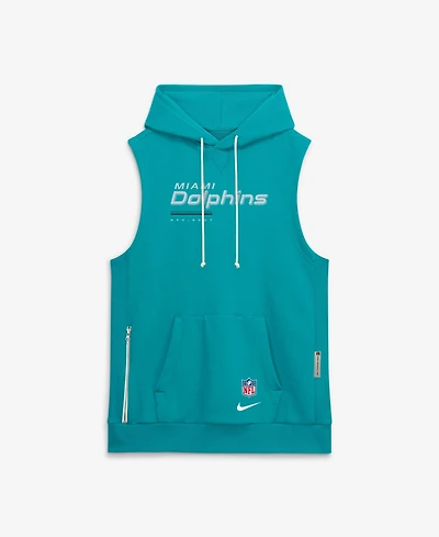 Nike Men's Aqua Miami Dolphins Sideline Standard Issue Dri-fit Sleeveless Hoodie