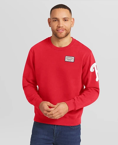 Darius Rucker Collection By Fanatics Men's Red Philadelphia Phillies Washed Crew Neck Pullover Sweatshirt