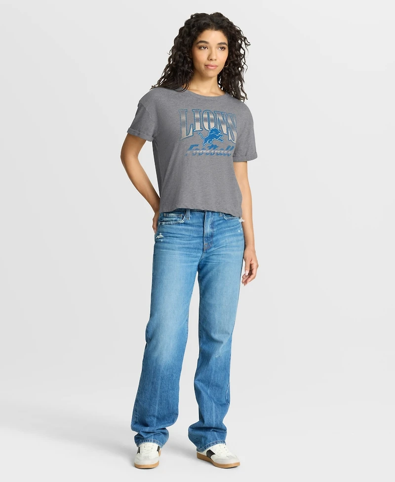 Fanatics Women's Heather Gray Detroit Lions Overplayed Tribute Tri-Blend Boxy T-Shirt