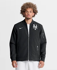 Nike Men's Black New York Mets Authentic Collection Dugout Relaxed Full-Zip Bomber Jacket