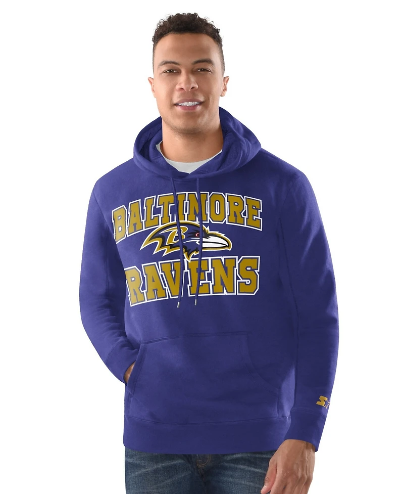 Starter Men's Purple Baltimore Ravens Hoodie and Cuffed Knit Hat Combo Pack
