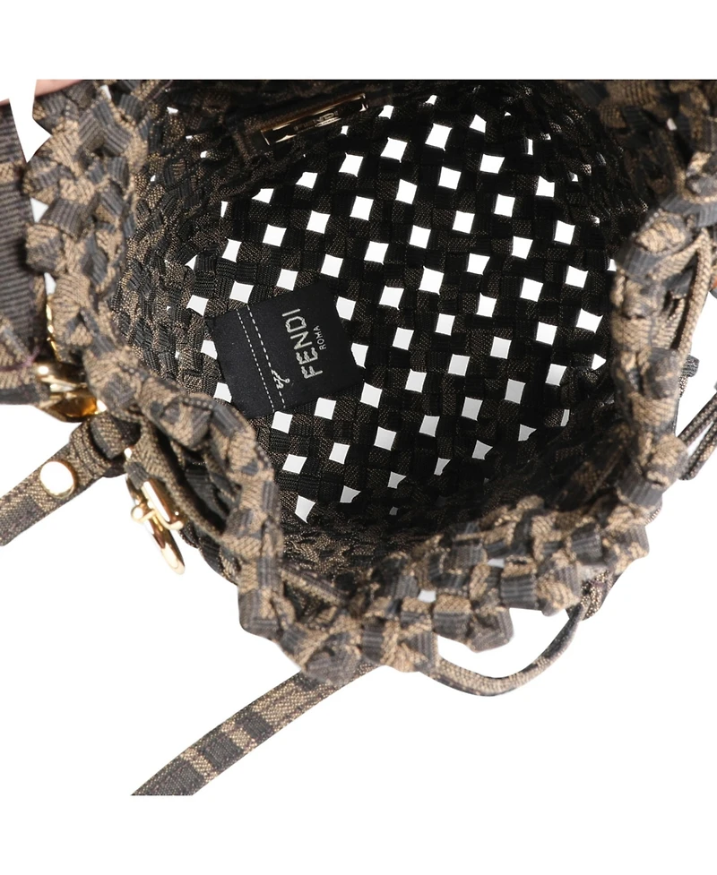 Pre-Owned Fendi Brown Jacquard Interlace Canvas Mini Mon Tresor