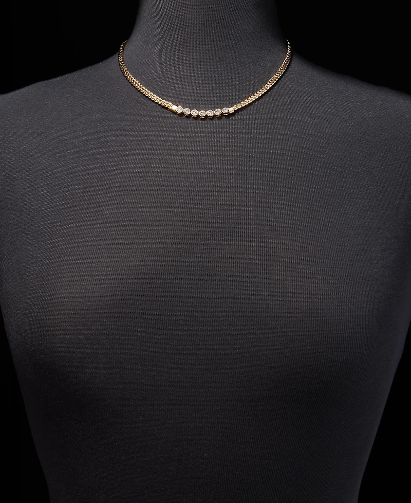 Lauren Ralph Lauren Cubic Zirconia Herringbone Chain 17" Collar Necklace