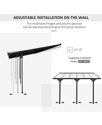 Outsunny 14.5' x 10' Transparent Wall Pergola, Uv Blocking Awning,
