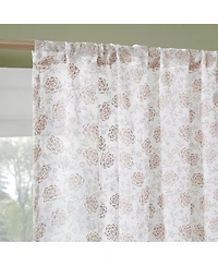 No. 918 Jacqueline Tonal Floral Puff Print Semi-sheer Rod Pocket Curtain Panel