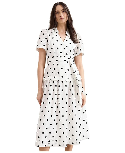 Phase Eight Women's Adele Polka-Dot Short-Sleeve Collared Midi Dress