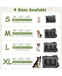 Hongge Collapsible Soft Dog Travel Crate with Mesh Windows 3 Doors and Washable Cushion