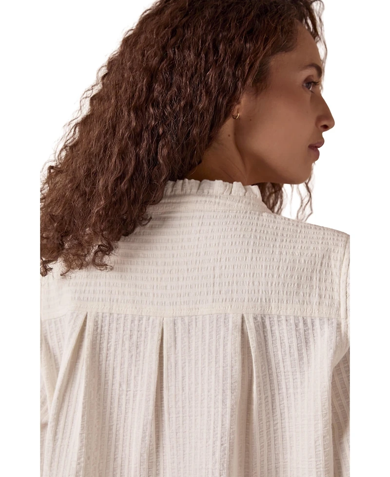 Celtic & Co. Women's Textured Cotton Shirt With Frill Collar