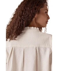 Celtic & Co. Women's Textured Cotton Shirt With Frill Collar