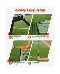 Portable Lacrosse Goal, 6' x 6' Fiberglass Training Net with Carry Bag, Foldable Backyard Practice Goal