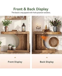 Tribesigns 39.4" C-Shaped Solid Wood Console Table, Mid-Century Modern Wood Entryway Table, Unique Entry Accent Table