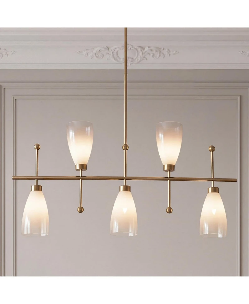 Tribesigns 5-Light Modern Linear Chandelier, Kitchen Island Pendant Light, Dining Room Adjustable Hanging Light Fixture