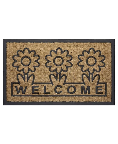 Kate Aurora Key West Welcome Daisies Coir Bristled Outdoor All Season Welcome Mat With Rubber Trim - 18"x30"
