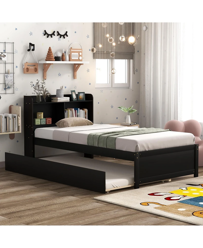 Sailvan Bed with Trundle,Bookcase