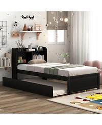 Sailvan Bed with Trundle,Bookcase