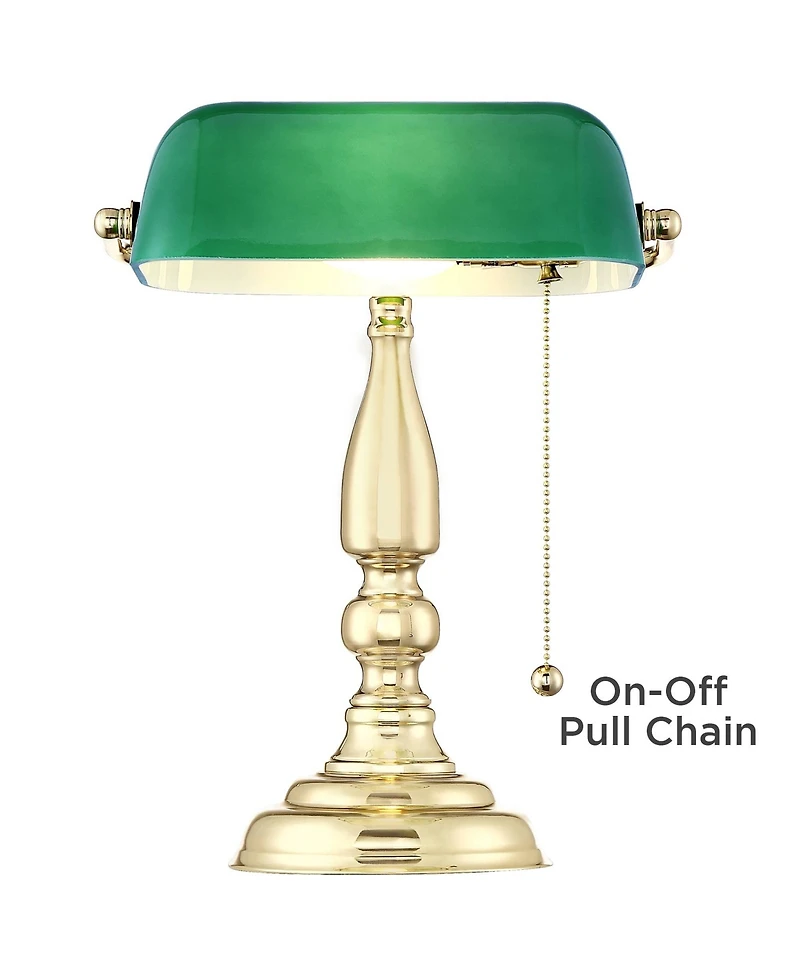360 Lighting Hammond 14" High Small Traditional Bankers Desk Lamps Set of 2 Polished Brass Plated Finish Metal Home Office