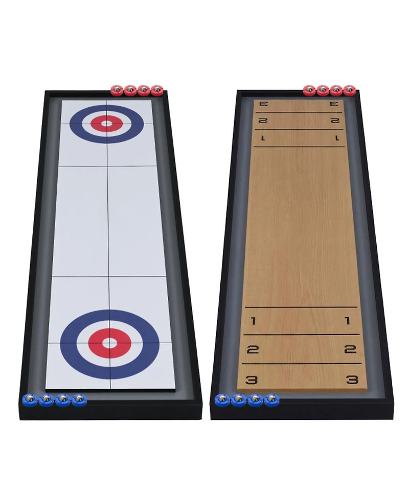 Hongge Shuffleboard and Curling 2-in-1 Tabletop Board Game with 8 Rolling Pucks Ages 6+