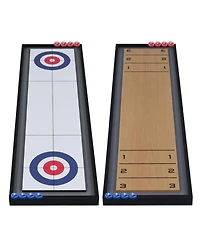 Hongge Shuffleboard and Curling 2-in-1 Tabletop Board Game with 8 Rolling Pucks Ages 6+