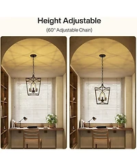 Tribesigns 4-Light Farmhouse Chandelier, Rustic Metal Cage Adjustable Industrial Hanging Pendant Light Ceiling Fixture